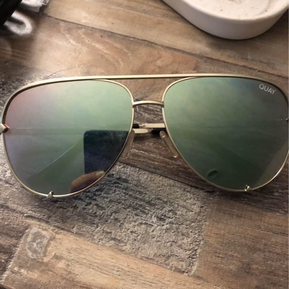 Quay Australia Gold and Green Sunglasses